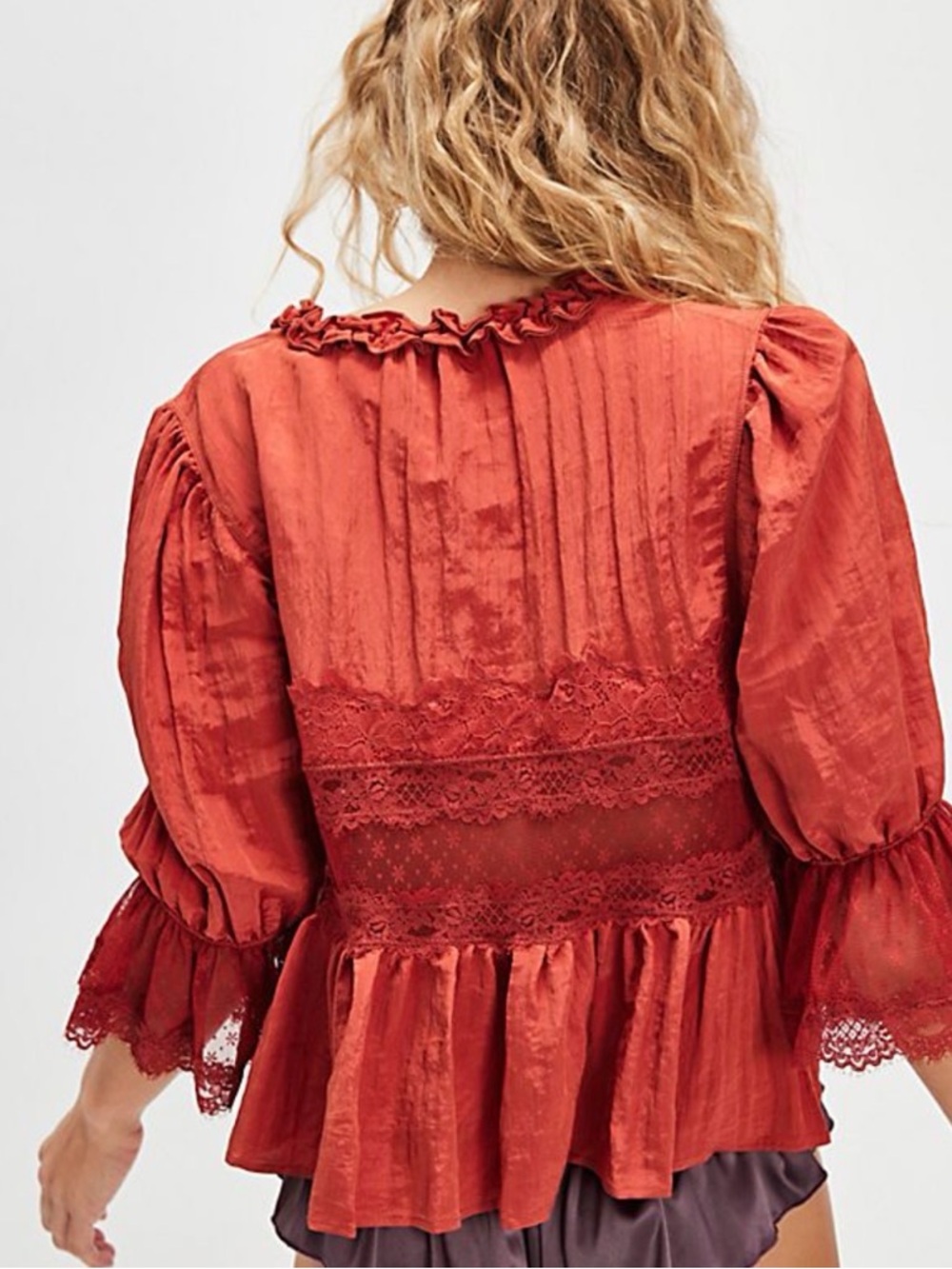 Free people forever young Bloomer Peasant Top in BLOOD ORANGE color